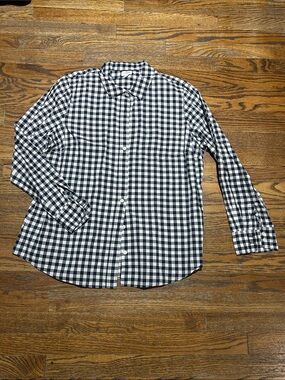 J. Crew Navy and White Gingham Button-Down Shirt